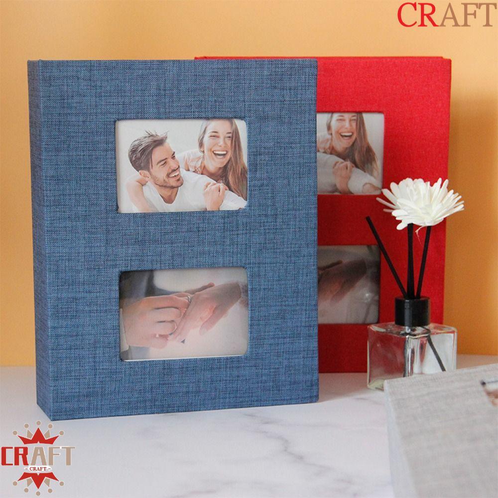 CRAFT Linen Cover Album Ảnh, Loại Interleaf Lưu Trữ Ảnh Album Sách, Dung Tích Lớn DIY Có Thể Viết 6 