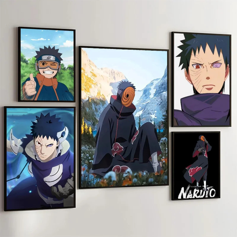 1 Chiếc NARUTO Sasuke Obito Poster Phim Dính Áp Phích Retro Giấy Kraft Miếng Dán Phòng DIY Thanh Caf
