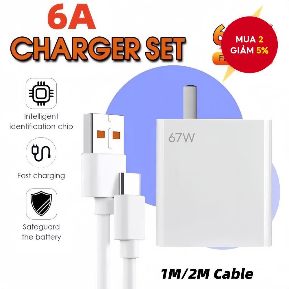 Cáp USB sang Type C 6A – Sạc siêu nhanh cho Xiaomi | Hỗ trợ sạc Flash 33W / 67W / 120W, 120W PD