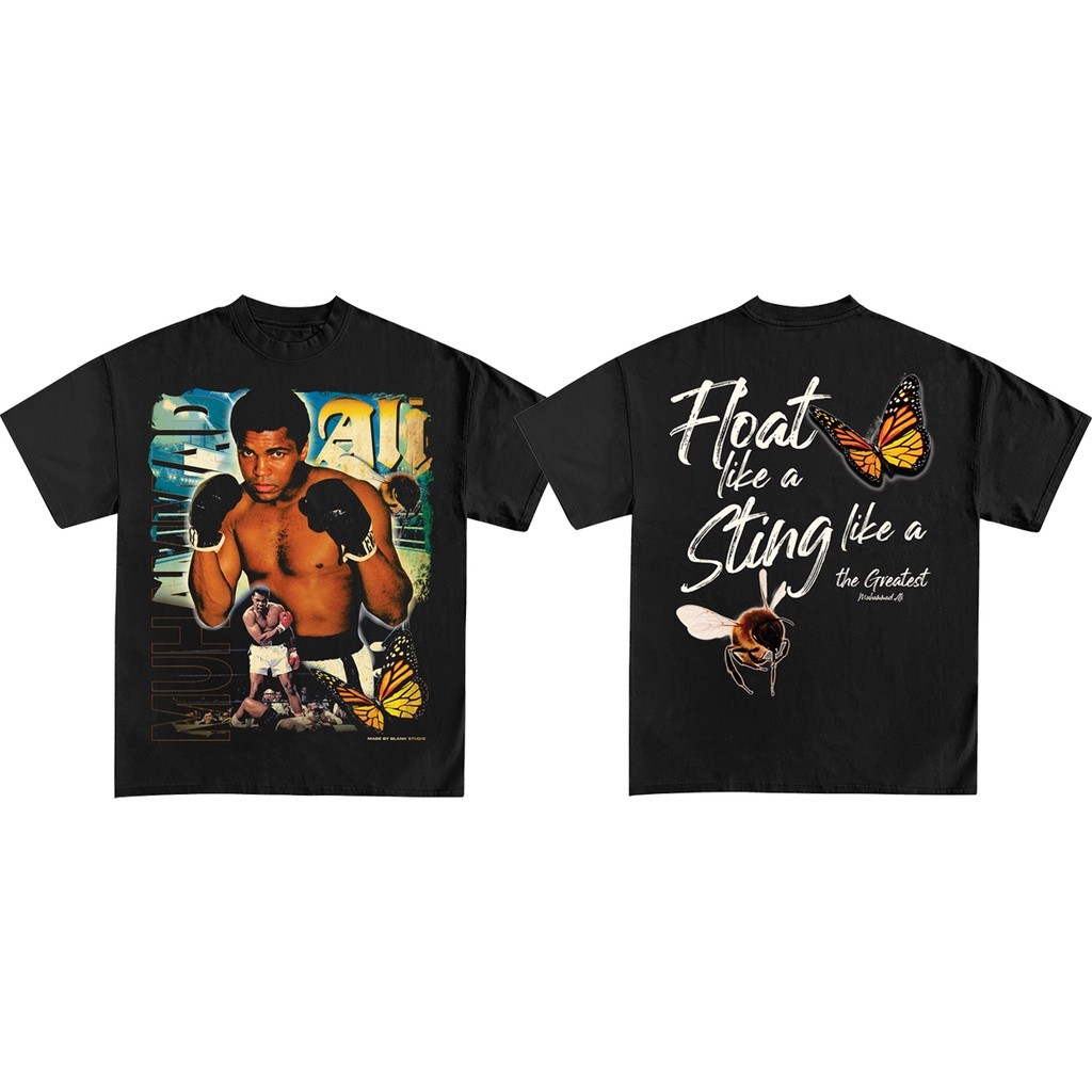 BLANK | Áo Thun MUHAMMAD ALI Tay Lỡ Unisex - Đen Cổ Tròn