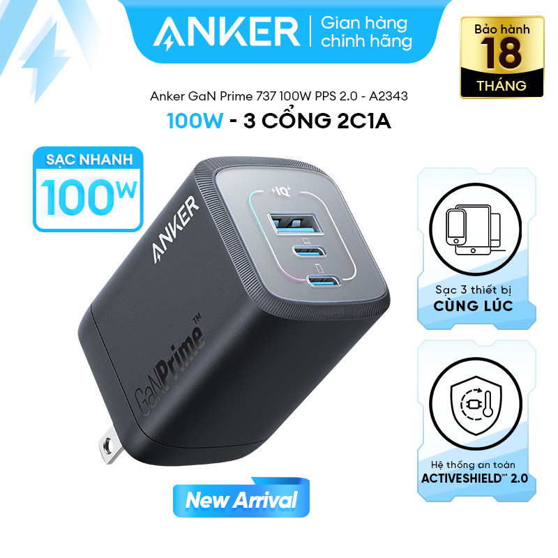 [LIVE] Củ sạc nhanh Anker 737 GaN Prime 100W - 3 cổng 2C1A sạc 3 thiết bị cùng lúc - Hỗ trợ PPS, PD,