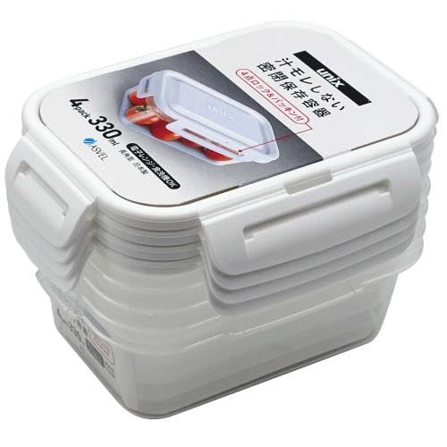 Asvel UNIX Tight Lock Long Rectangular Food Storage Container 330ml 4pcsㅤDirect From Japan
