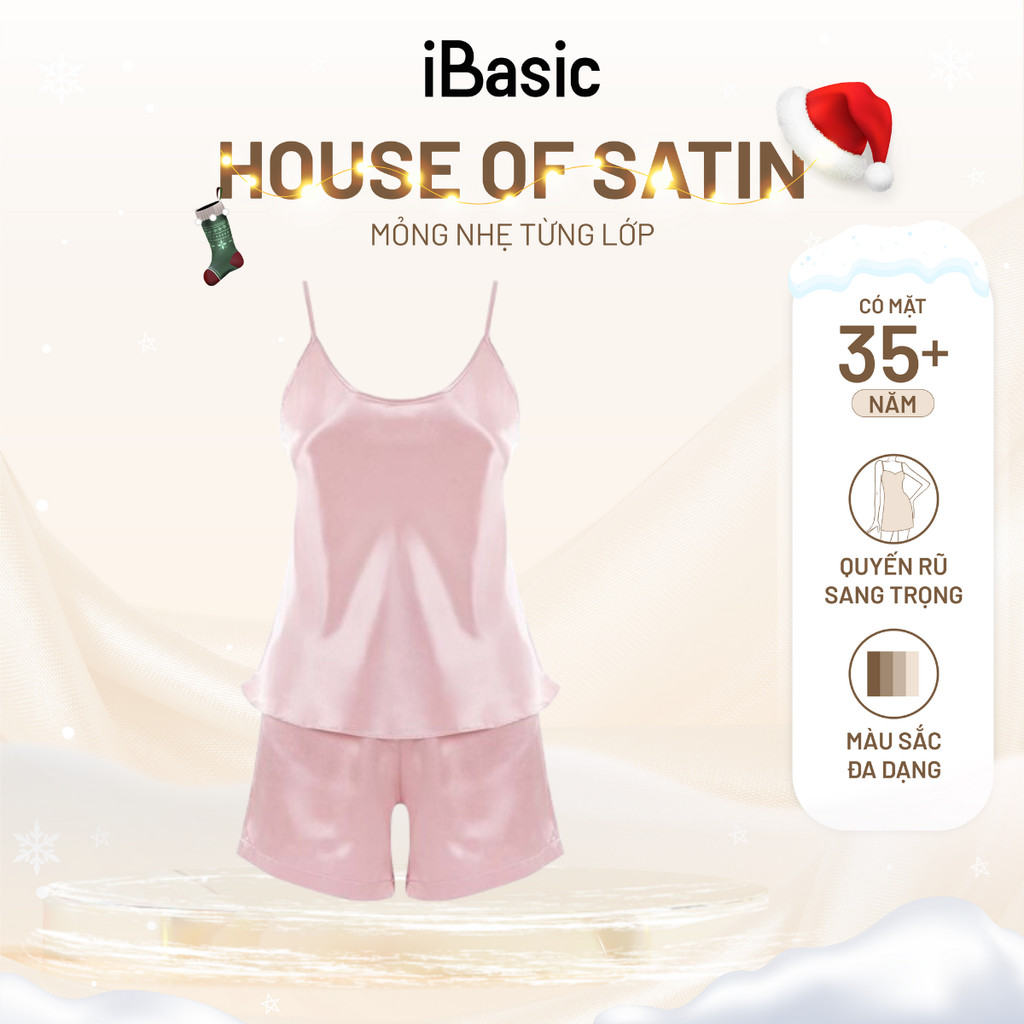  Đồ bộ mặc nhà nữ iBasic lụa satin áo hai dây quần đùi HOMY054 