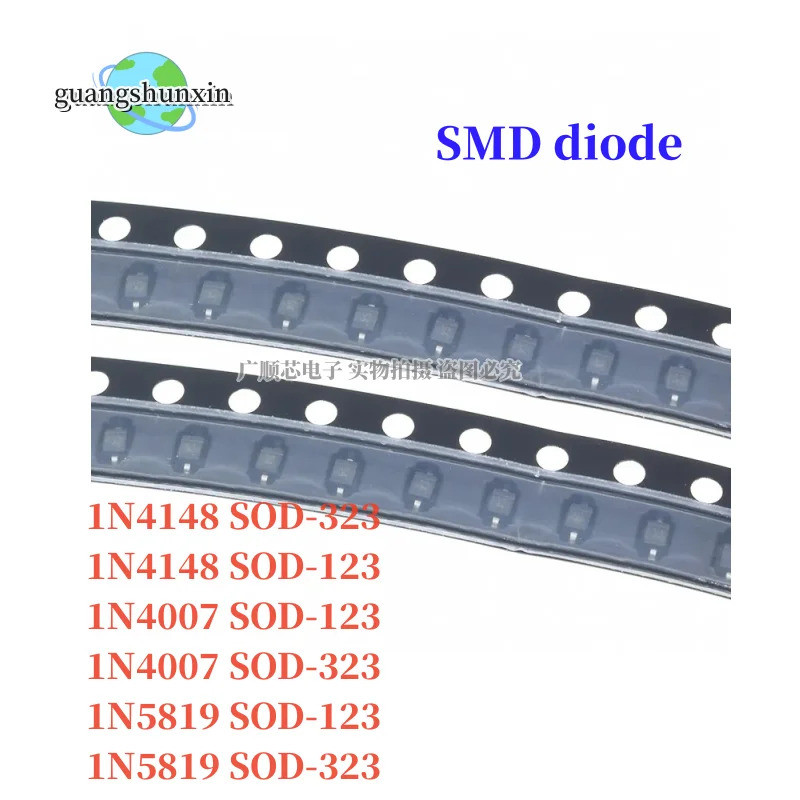 100 Chiếc SMD diode 0805 SOD-123 1N5819 1N4007 1N4148 SOD123 SOD-323 1206 1N4148WS 1N5819WS SOD323 C