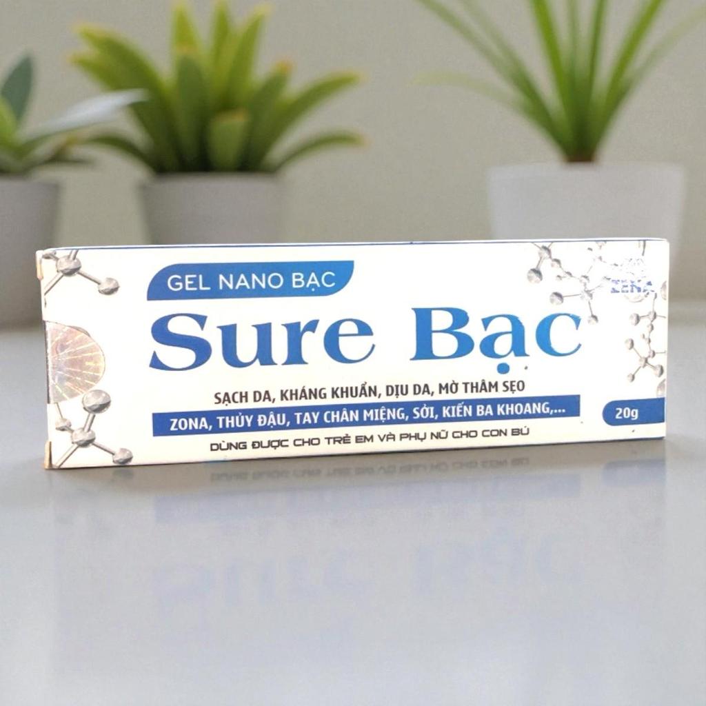 Gel Nano Bạc Sure Bạc 20g – 1 hộp làm sạch da, dịu da, hỗ trợ giảm thâm đỏ – bản cao cấp