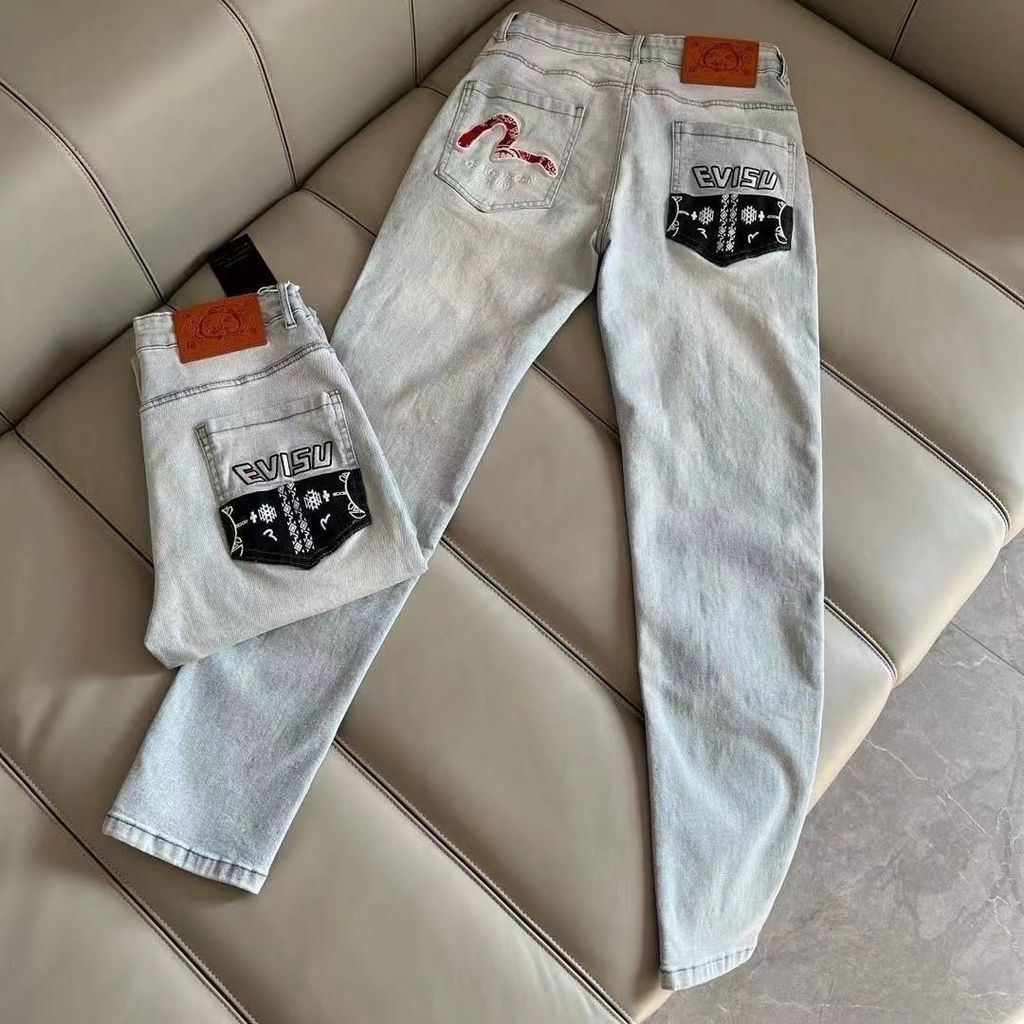 Quần JeanSlim-Fit EVISU1544 Thêu Chữ Phù Hợp Ngày Thường