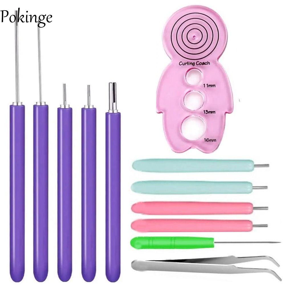 POKINGE 12 Dụng Cụ Quilling Giấy, Quilling Có Rãnh Bút Giấy Thủ Công Quilling Bộ Kim, Dải Giấy Đa Kí