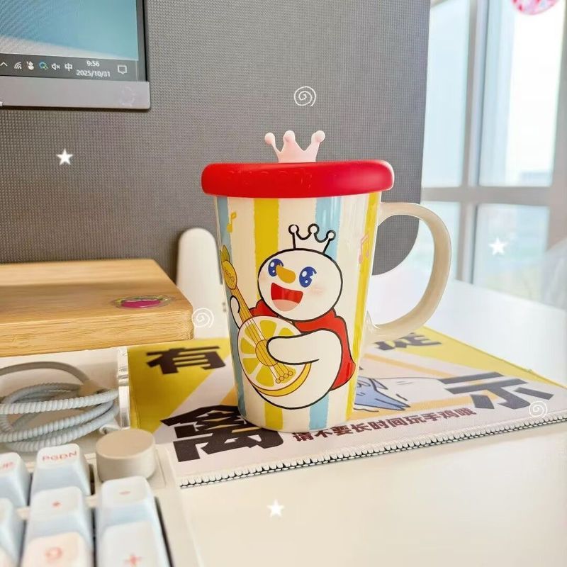 Mixue Ice City Thermos Cup Cốc gốm Gao Xuewang Hàng hóa Học sinh Trẻ em Cốc rơm 430ML / gfjgj