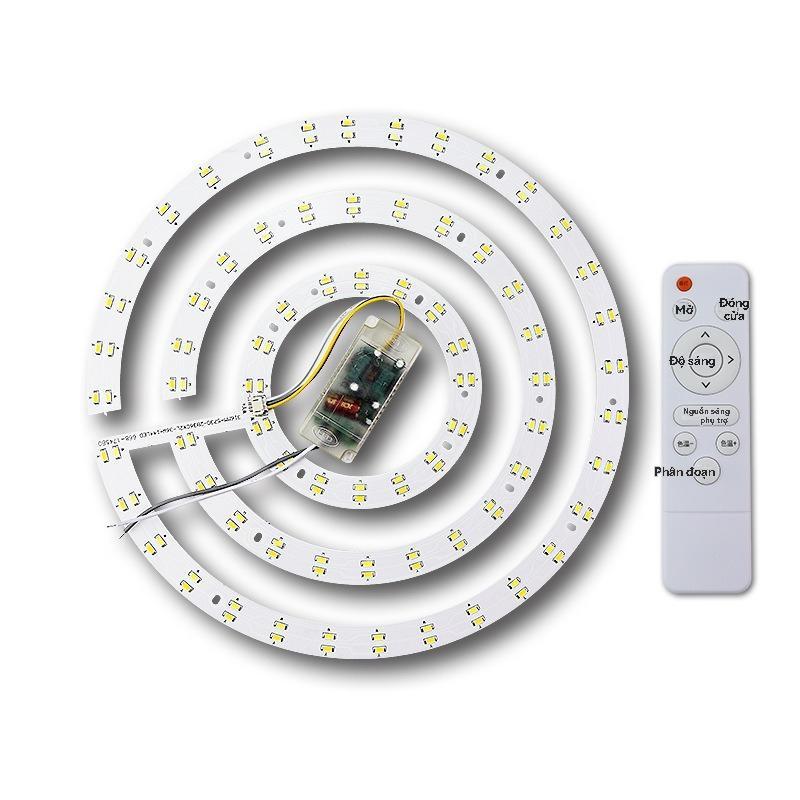 LED ceiling light, round lamp panel, replacement for wick lamp with three-color fan light strip, rem