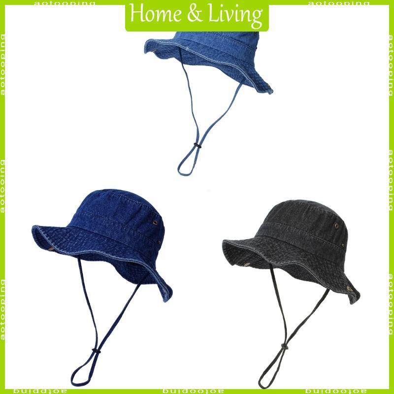 AOTO Mũ Denim Denim Áo Khoác Mũ Denim Xô Mũ SunHat Denim Người Cá Mũ