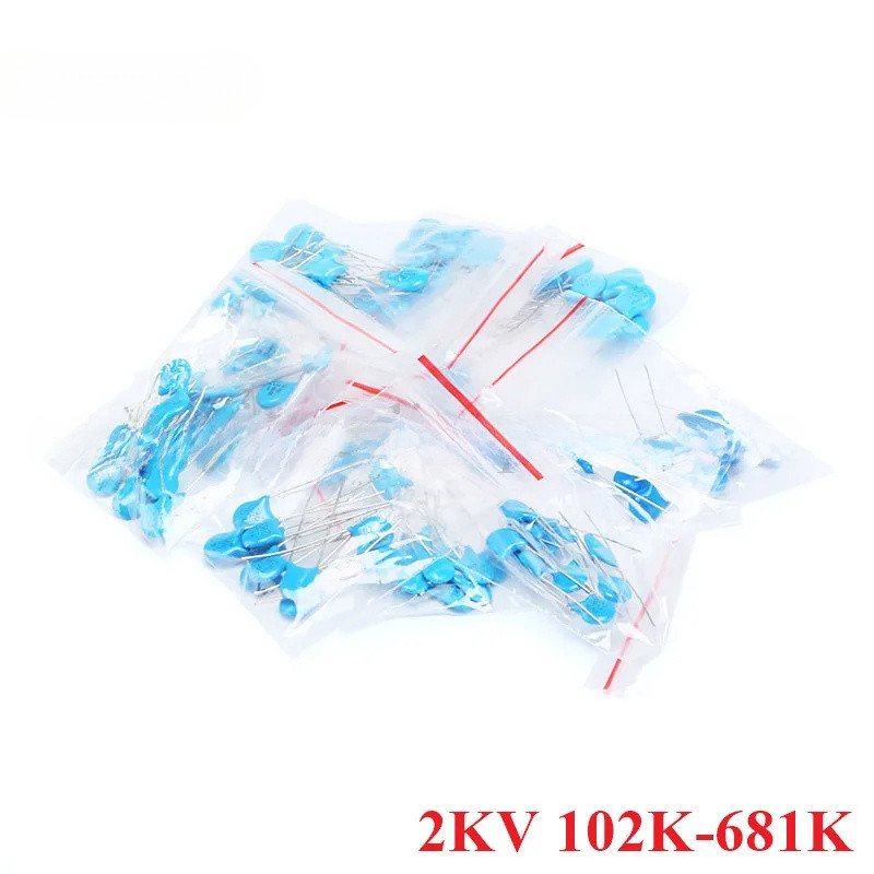 100 Cái / lốc 2KV 102K-681K Ohm Tụ Điện Gốm Cao Áp 102 103 152 221 222 332 471 472 561 681 10 Giá Tr