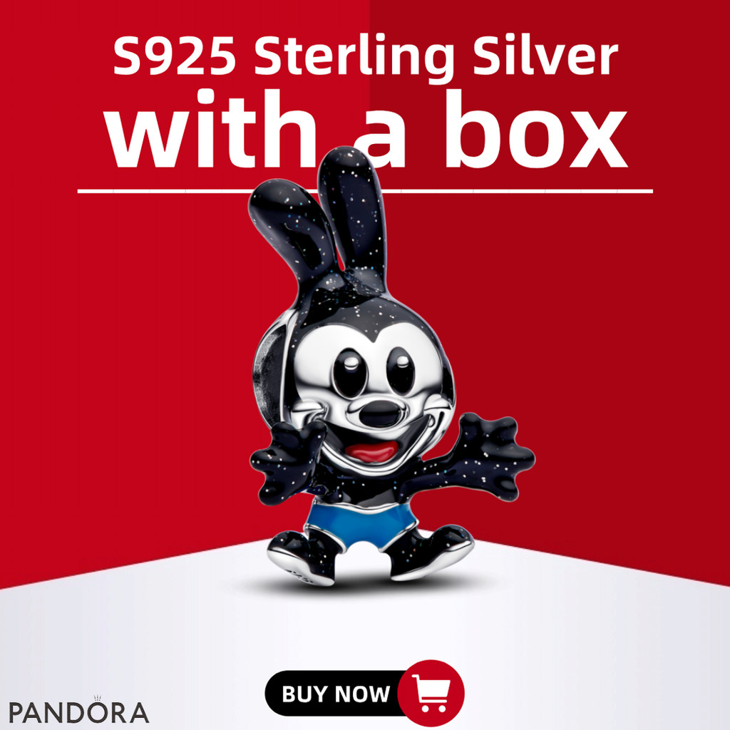 Bộ sưu tập mới Pandora Pure S925 Silver - Vòng tay & Mặt dây chuyền Disney Oswald The Lucky Rabbit, 