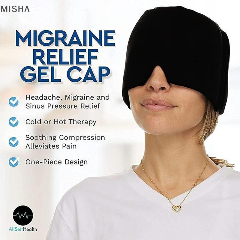 Misa Relief Headgear Migraine Relief Cap Gel Ice Cap Cold Compress Therapy Cap Ice Head Wrap Pack Mặ