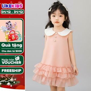  Đầm váy cho bé gái nhiều tầng hoạ tiết NÚT HOA T40 - LikeKids 