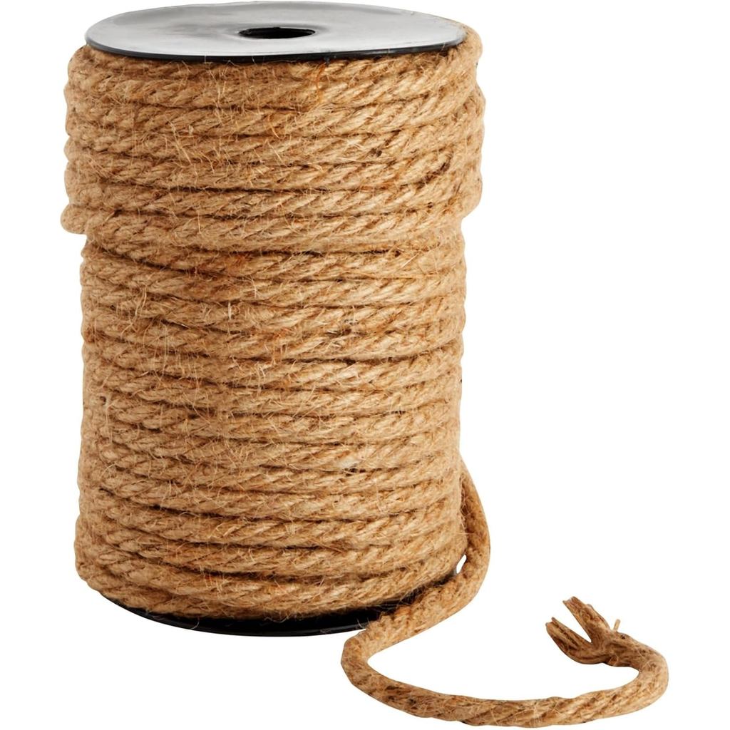 Dây hàng hải 100 Feet dành cho đồ thủ công, Dây đay dày 6mm (Nâu)