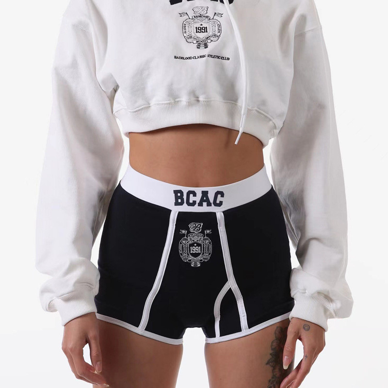 Badblood  bcac Series Letter Woven Wide Edge Sports Street Sexy Fitness Shorts Boxer Briefs for Wome