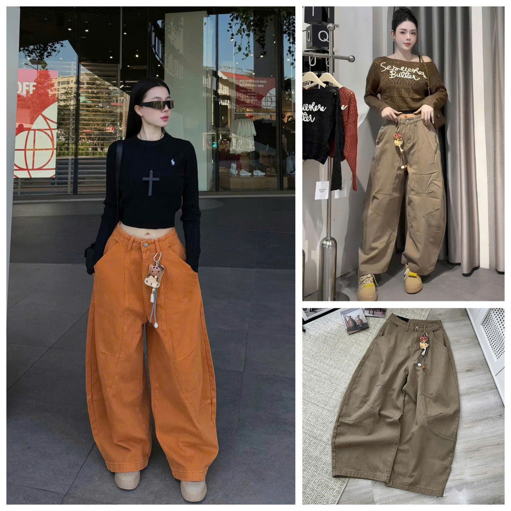 [Follow shop nhận mã 10k] Quần dài jeans denim bò suông bom nâu kèm charm UMEE STORE QCCC QCL1 QD110