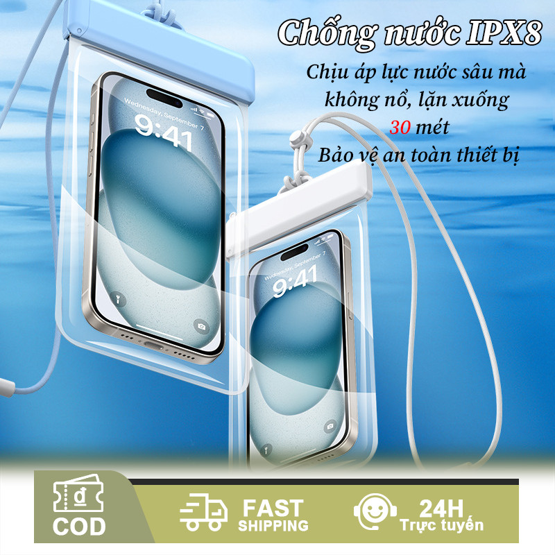 Túi chống nước điện thoại - Chống nước IPX8, Bảo Vệ Điện Thoại Dưới Nước,nhận diện Face ID/Vân tay