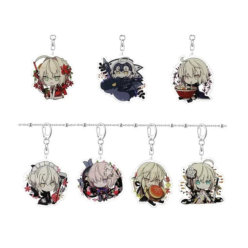 Bộ 7 móc khóa Fate/Grand Order – nhân vật Mash, Altria, Saber, Nero, thiết kế dễ thương, phụ kiện tr