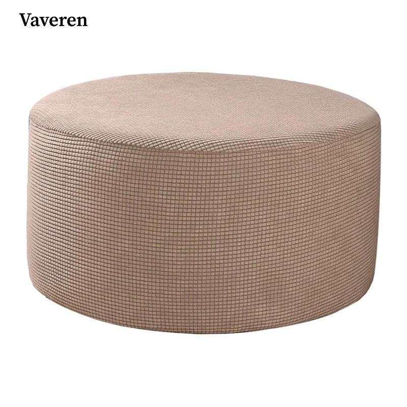 Vaveren Stretch Ottoman Cover Ottoman Slipcovers Round Foot Stool Stretch Cover Ottoman Foot Rest Co