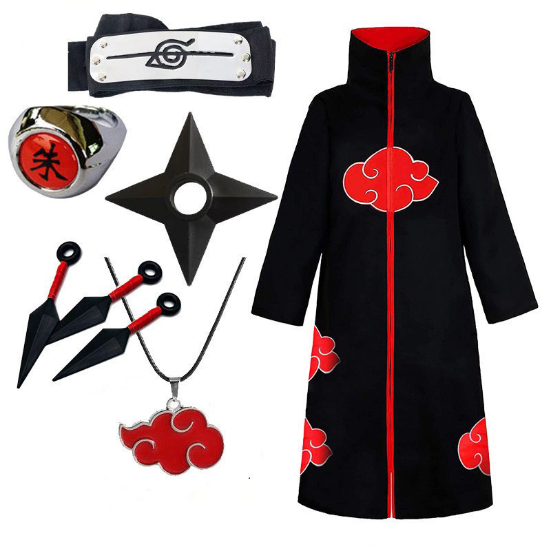 Halloween - Áo Khoác Cosplay Akatsuki Naruto, Thêu Tay Cho Người Lớn & Trẻ Em
