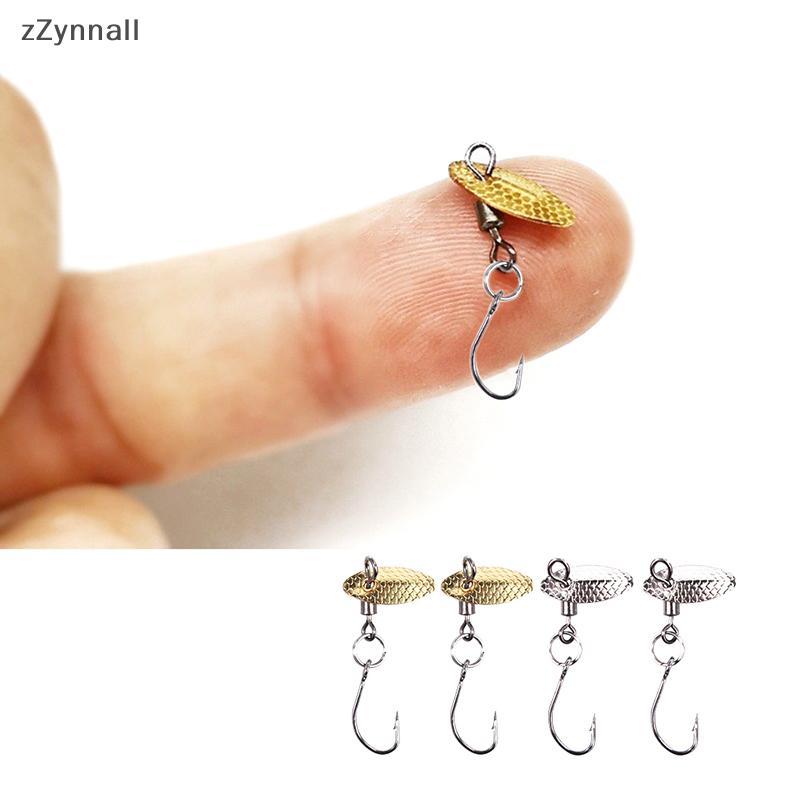 ZZynall - Mồi câu cá mini móc kim loại jig long lanh vàng bạc xoay