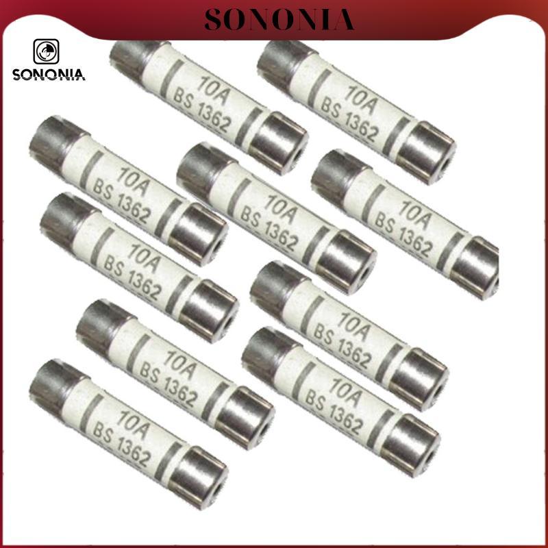 10x Cầu Chì Gốm Cầu Chì Ống BS1362 10A Điện Gia Đình Văn Phòng Chính Cắm