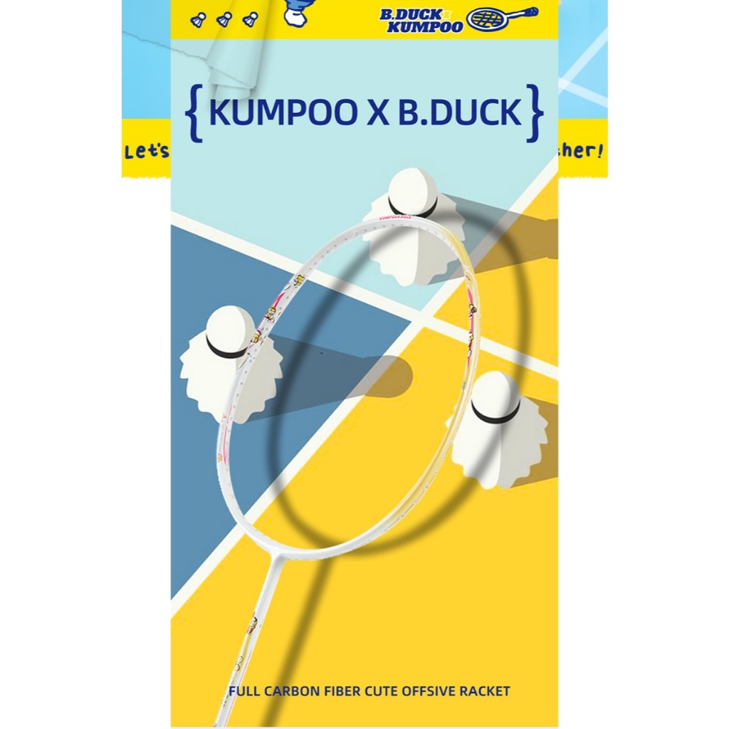 Vợt Kumpoo B DUCK cute Căng Sẵn 11kg, Tặng Kèm Cước, Quấn Cán, Túi Đựng Vợt, Công Thủ Toàn Diện