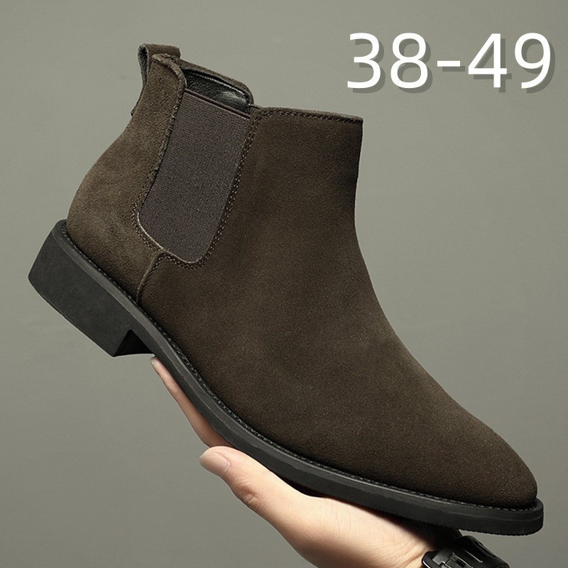 Nam Phong Cách Mới Thấp Mũi Nhọn Chelsea Boots Phong Cách Anh Quốc Cổ Điển Giày Bốt Da Ngắn Martin B