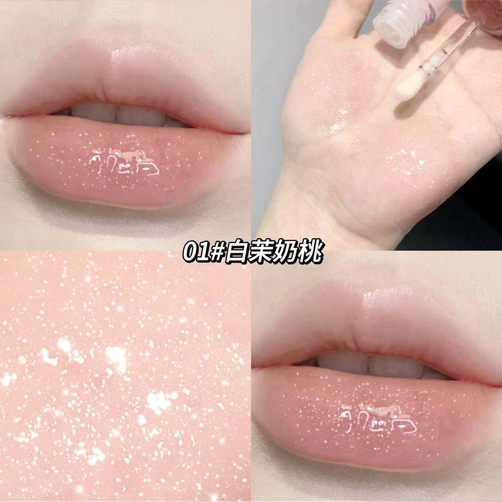 Gege bear Pudding Jelly Lip Oil Glass Lip Lip Glaze Lip Oil Trong suốt