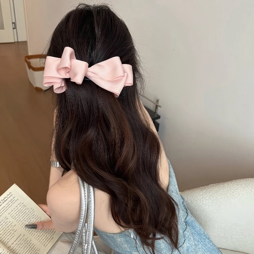 Satin Multi-layered Bow Banana Clip New Style High Ponytail Fixed Clip for Women