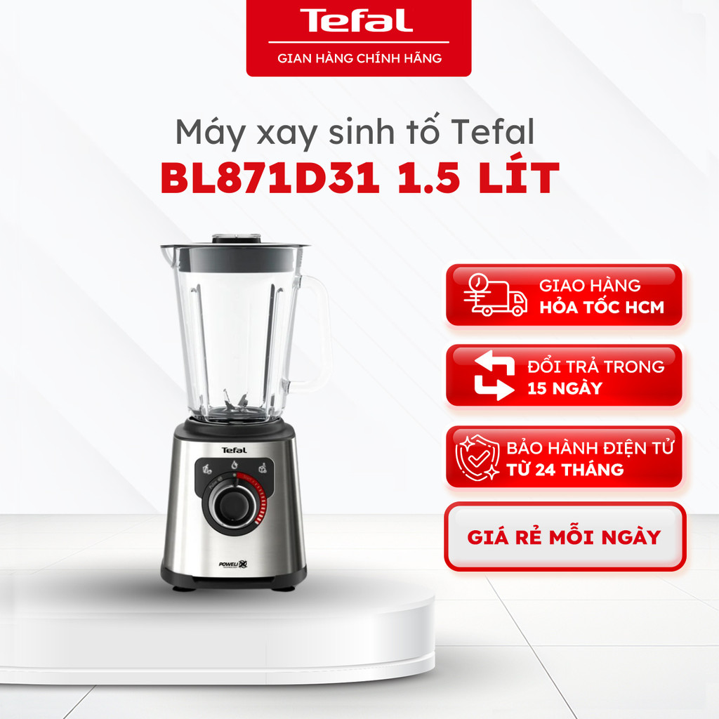 Máy xay sinh tố Tefal BL871D31 dung tích 1.5 lít - Hàng chính hãng, bảo hành 24 tháng
