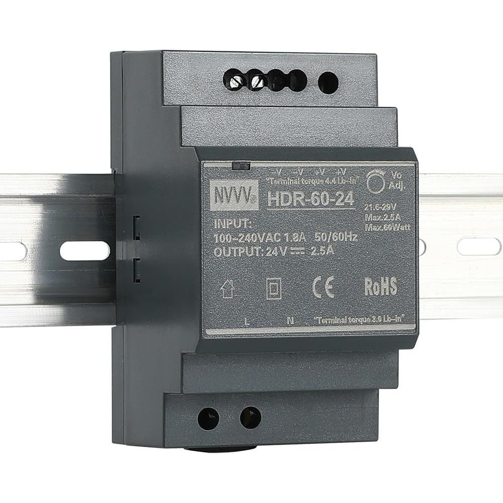 HDR-60-24 Ultra Slim Step Shape 3SU DIN Rail Power Supply, 24Volt 2.5Amp 60Watt