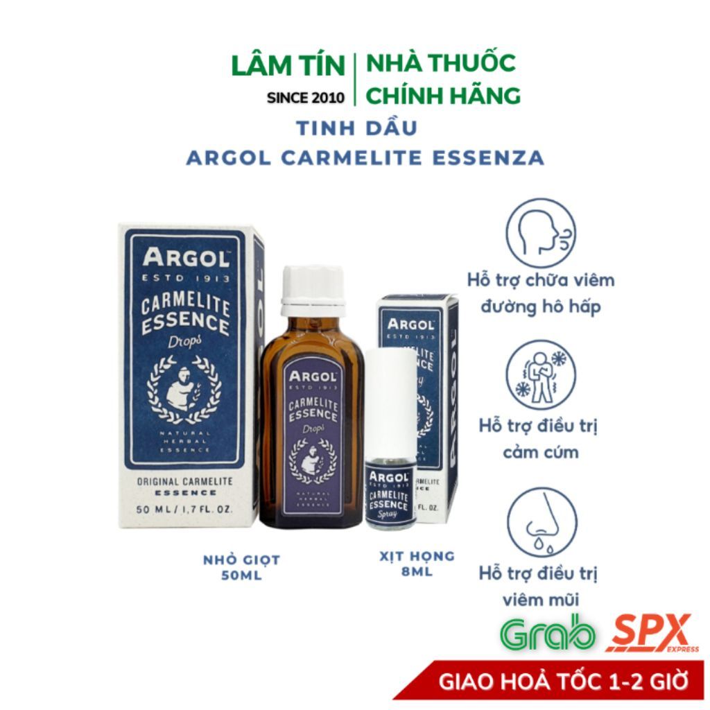 Tinh dầu Argol Carmelite Essence –Tinh Dầu Thư Giãn, Hỗ Trợ Ngăn Ngừa Các Bệnh Hô Hấp loại 8ml, 50ml