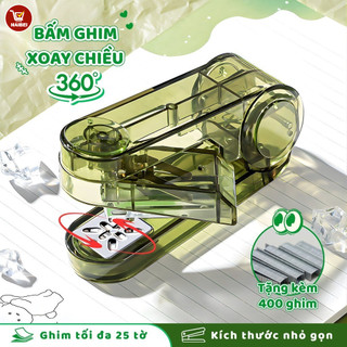 Máy bấm kim quay, máy bấm kim trong suốt, thiết yếu cho văn phòng và học tập, bền và sử dụng lâu dài.