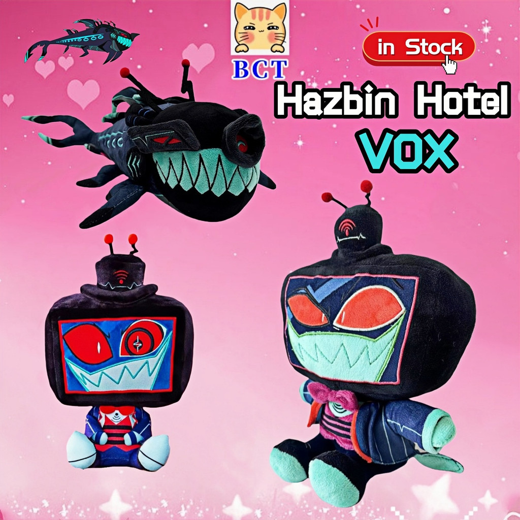 BCT✨Khách sạn sang trọng Hazbin✨25cm Hazbin Hotel Vox Plushie Doll New Hazbin Hotel Shok.Way Búp bê 