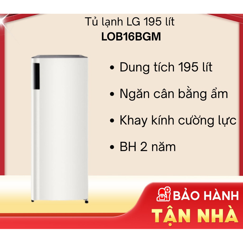 Tủ Lạnh Một Cửa LG 195 Lít LOB16BGM - Bảo Hành Chinh Hãng