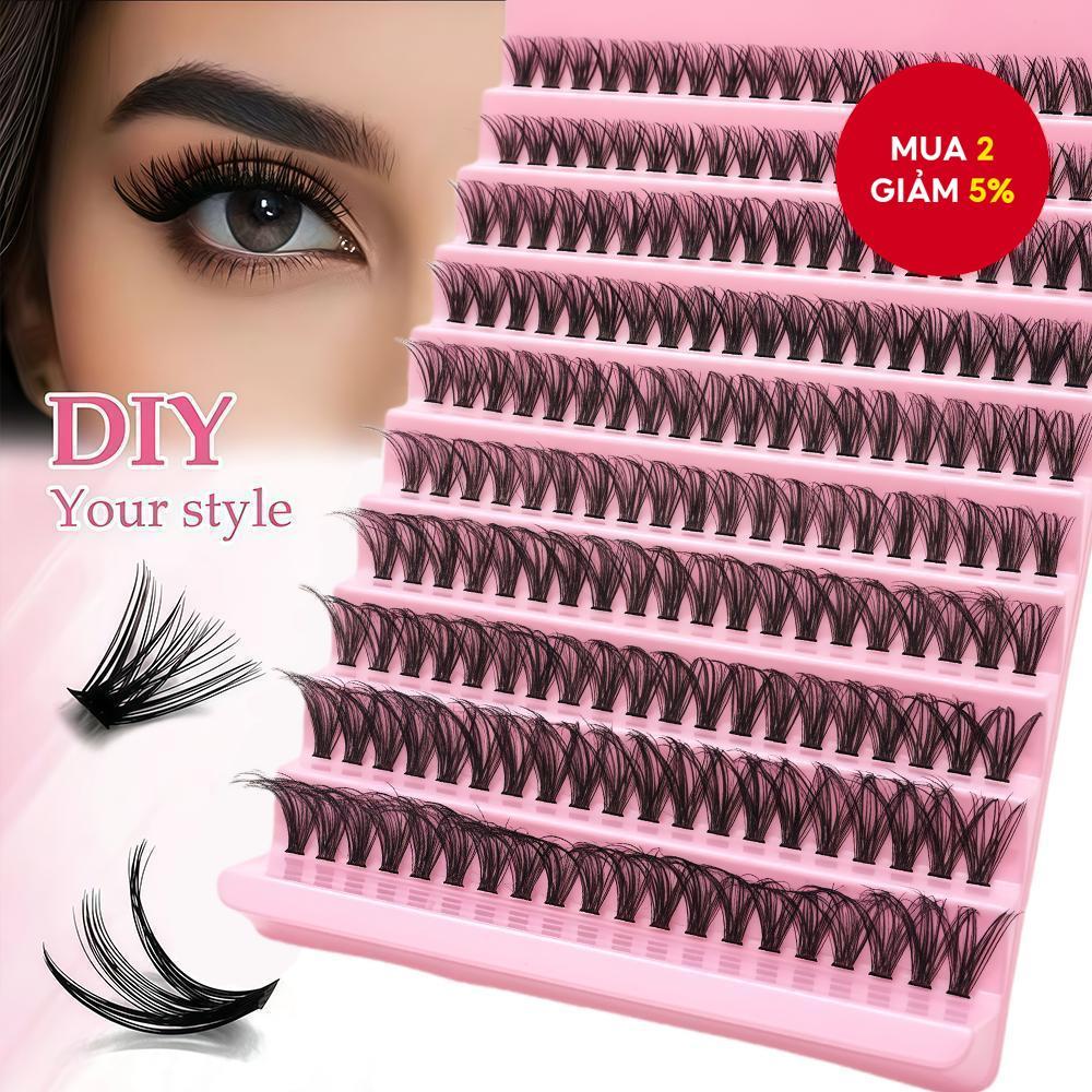 Phiên bản thân thiện cho người mới bắt đầu, 200 cụm mi - 10 hàng mi cụm cho đôi mắt ấn tượng.