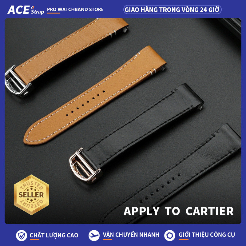 Áp dụng cho CARTIER, Dây đeo đồng hồ da bò giảm nhanh 21mm cho da thật SANTOS WSSA0010