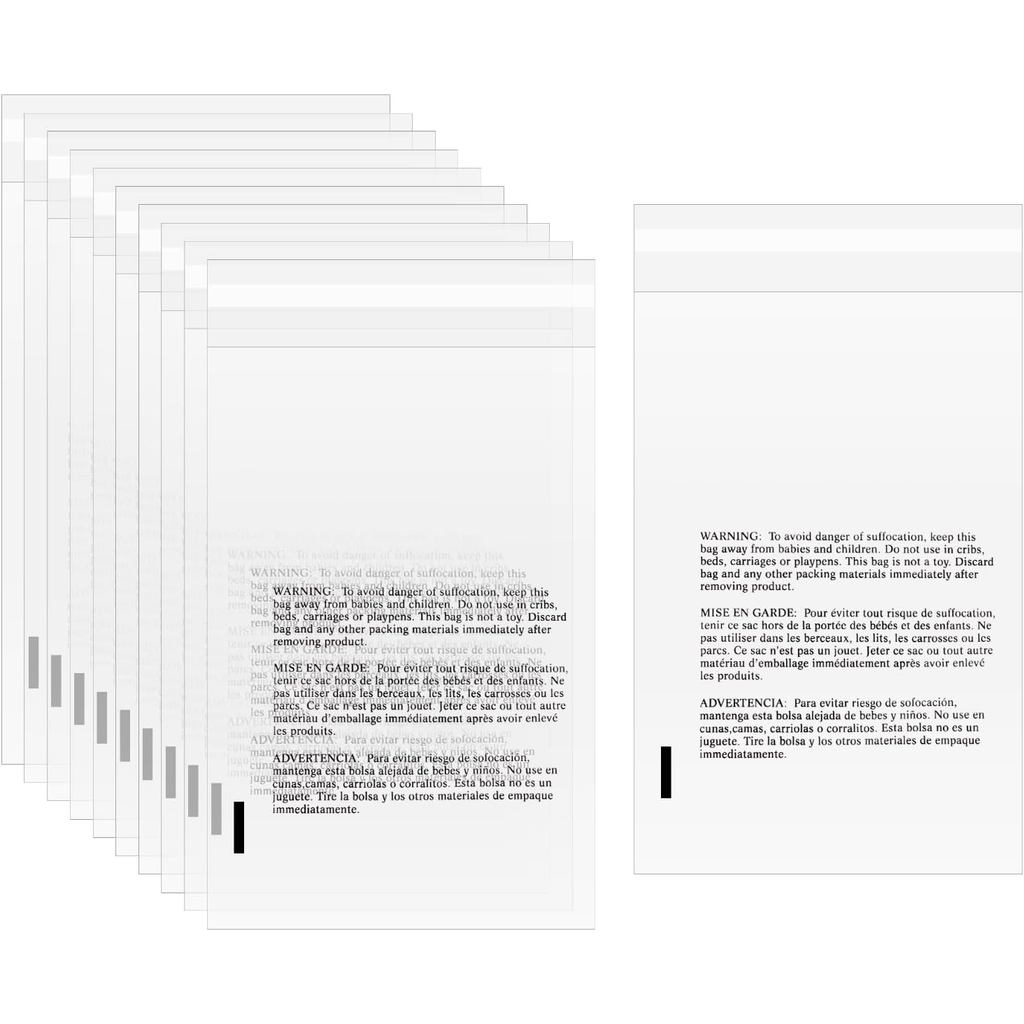 HARFINGTON 100 Túi Poly trong suốt tự niêm phong có cảnh báo tẩy, Túi vận chuyển Poly trong suốt 4x6