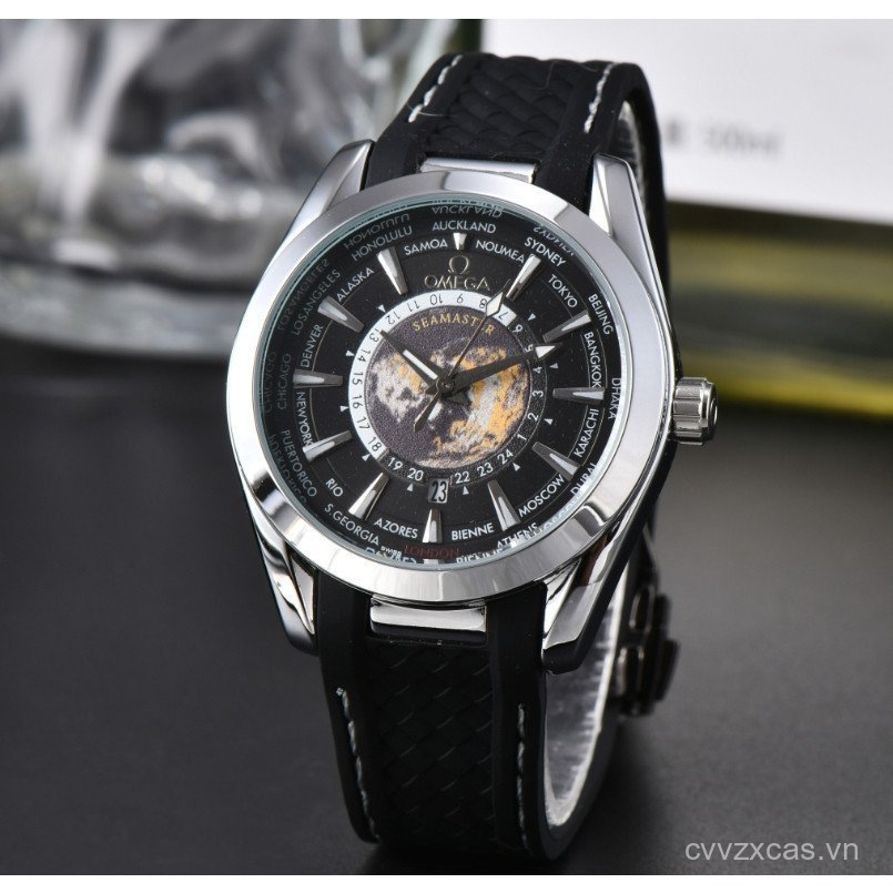 Đồng hồ nam Omega Hippocampus Series Zhizhen Đài quan sát GMT Đồng hồ giờ thế giới Đáy trong suốt S8