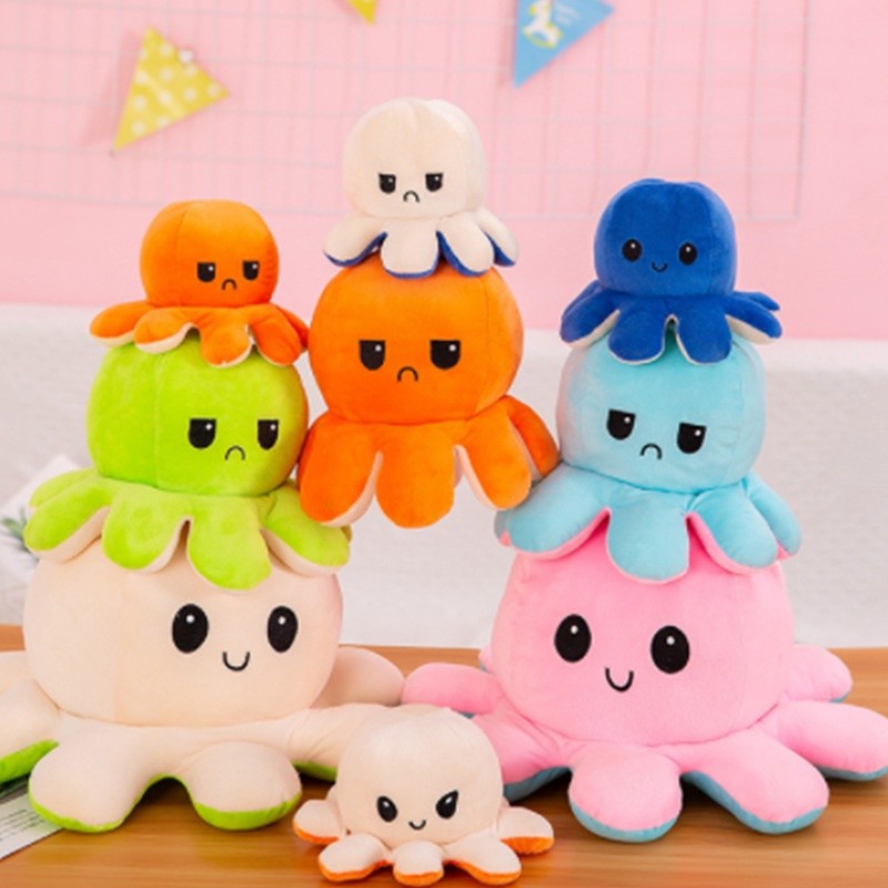 Đảo ngược Octopus Kids Plushie Búp bê sang trọng Đồ chơi sang trọng lật hai mặt