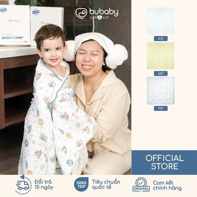 BU Baby Khăn tắm bồng bềnh 6 lớp Muslin, khăn siêu thấm hút I Quần áo cao cấp mềm mịn I ACM07BB00