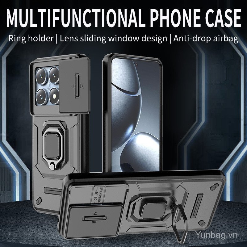 Thích hợp cho Xiaomi 14T Combat Bear Ring Vỏ điện thoại cho Xiaomi 14T Vỏ bảo vệ giáp cửa sổ trượt X