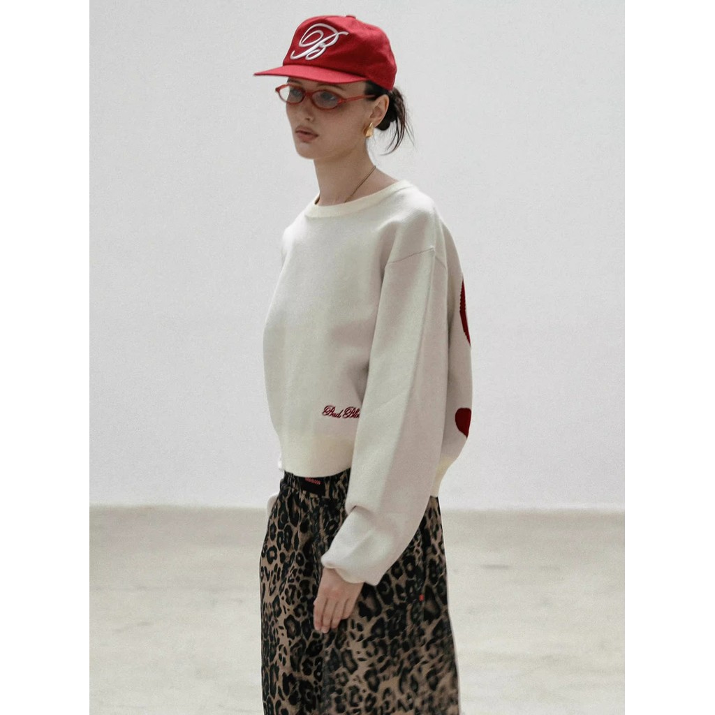 Badblood Autumn New Lazy Style Jacquard Letter Loose Retro Sweater Pullover Knitted Cardigan