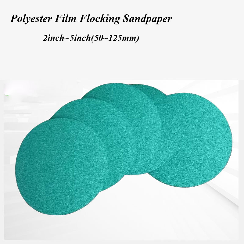 2 / 3 / 5inch Màu xanh lá cây Alumina Polyester phim sang trọng giấy nhám zirconia alumina tròn tờ g