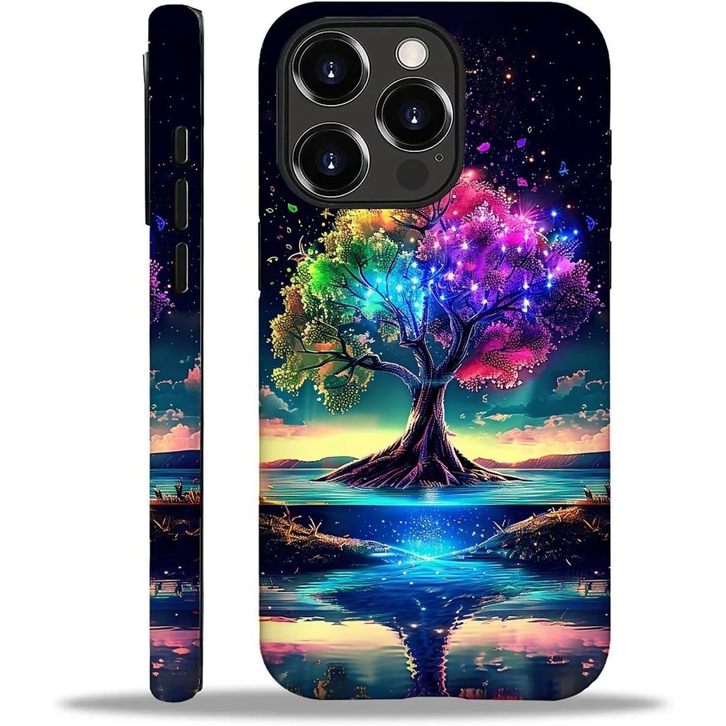 Tương thích với Ốp lưng iPhone 16 Pro Max, Họa tiết cây sống cầu vồng đẹp 2 trong 1 Bảo vệ đôi, Vỏ c