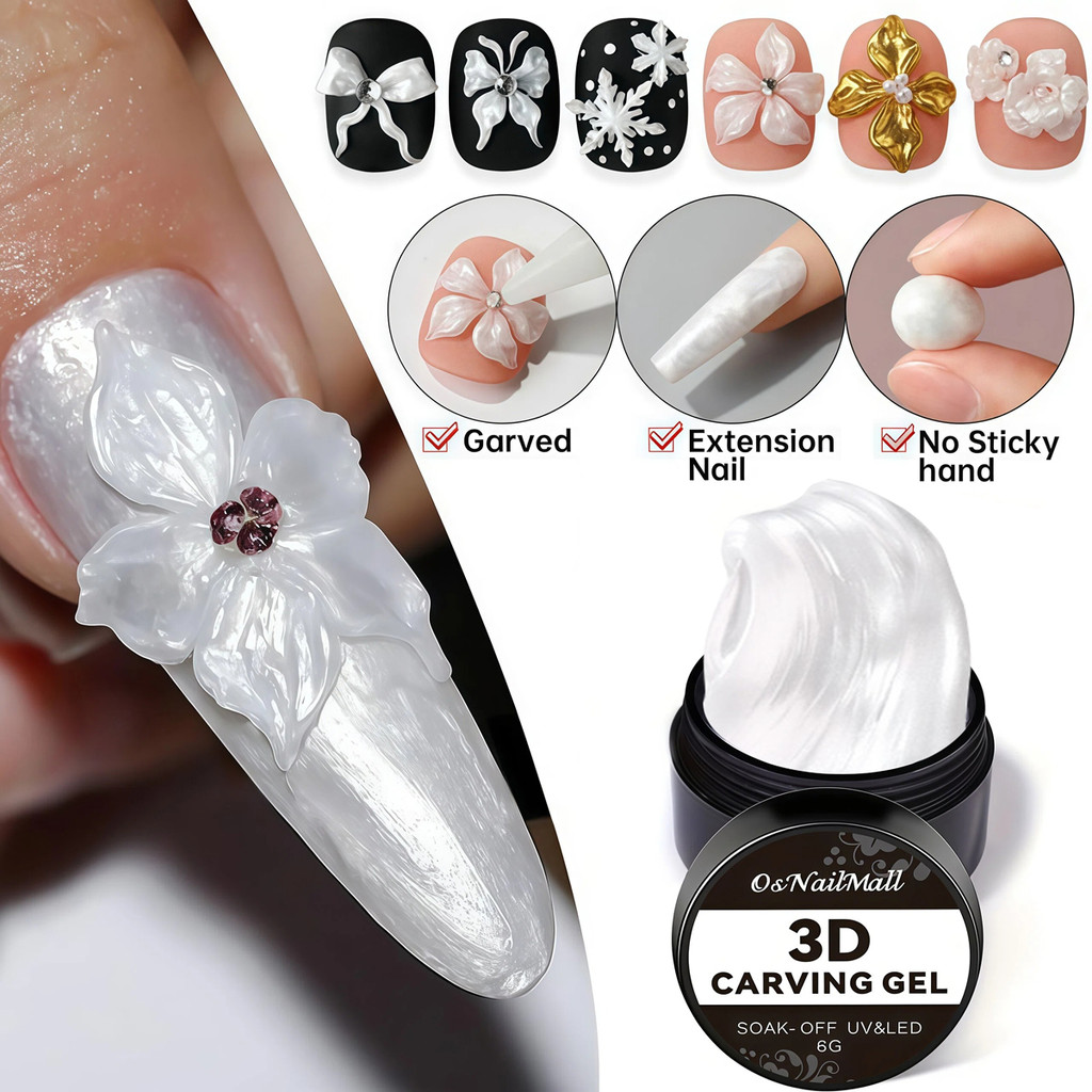 2 Chiếc Gel Điêu Khắc Tay Chống Dính - DIY 3D Móng Tay Nghệ Thuật Tranh Gel Ngọc Trai Vỏ Chỉ Khắc Gel DIY Dụng Cụ Làm Móng Tay