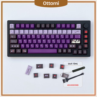 Keycap Ninja Manga Tone Tím Cho Bàn Phím Cơ, Cherry Profile, Nhựa PBT Dày 134 Nút, In Dye-sub 5 Mặt