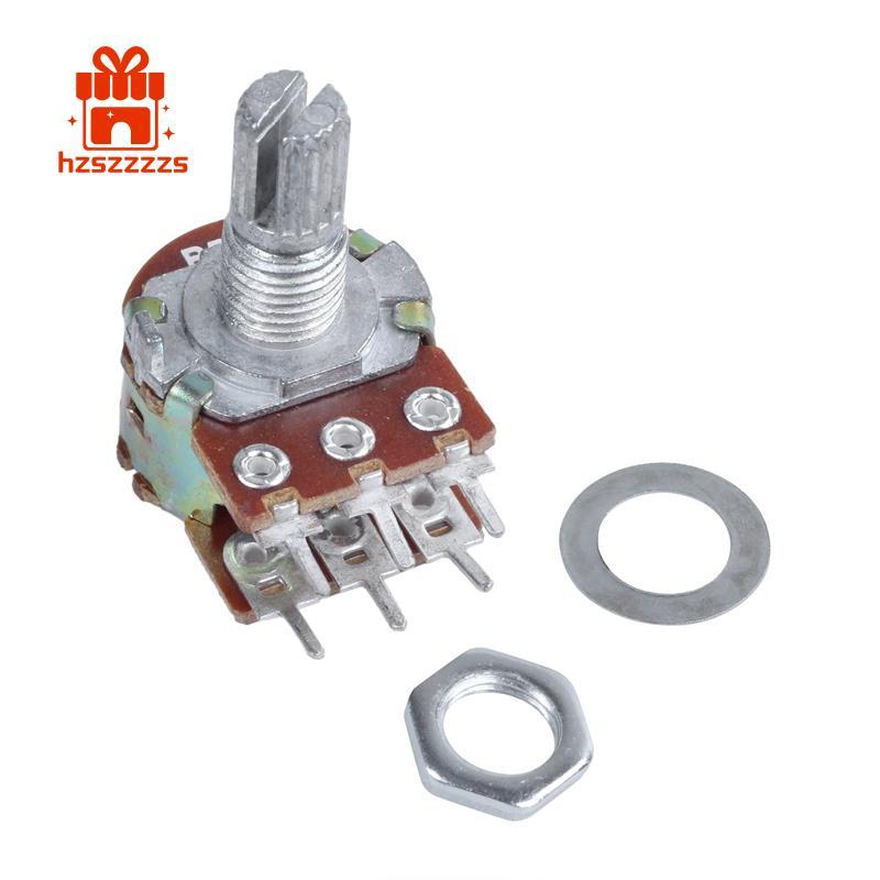 1 chiếc bạc kim loại B50K 50K ohm 6 chân viền kép Chiết áp 3.8 * 2.8 * 1.7cm